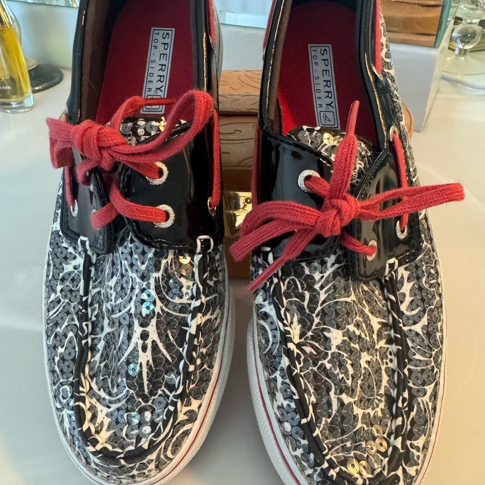 Sperry Red and Black Top-Sider Size 7.5